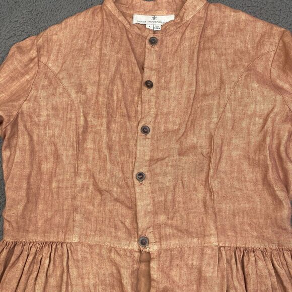 Shack Incorporated Tunic Womens Large Brown Linen Long Sleeve Button Front Boho - Picture 5 of 10